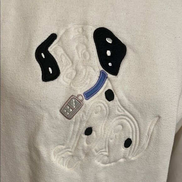 Vintage Disney Dalmatian Dog Embroidered White Black Pullover Sweatshirt Casual - Picture 2 of 11